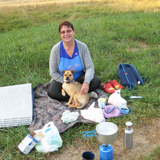 Having a picnic on the biketour.