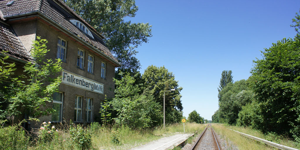 The old railroad station in Falkenberg/Mark.