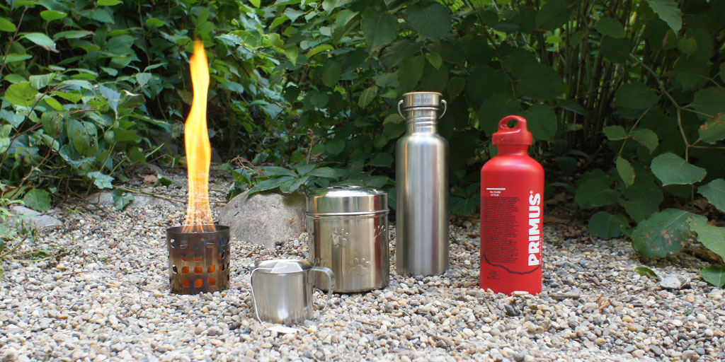 Outdoor cooking with a camping kitchen.