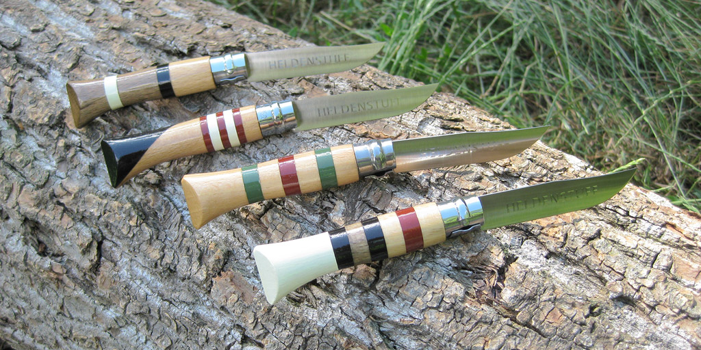 Customized pocket knives.